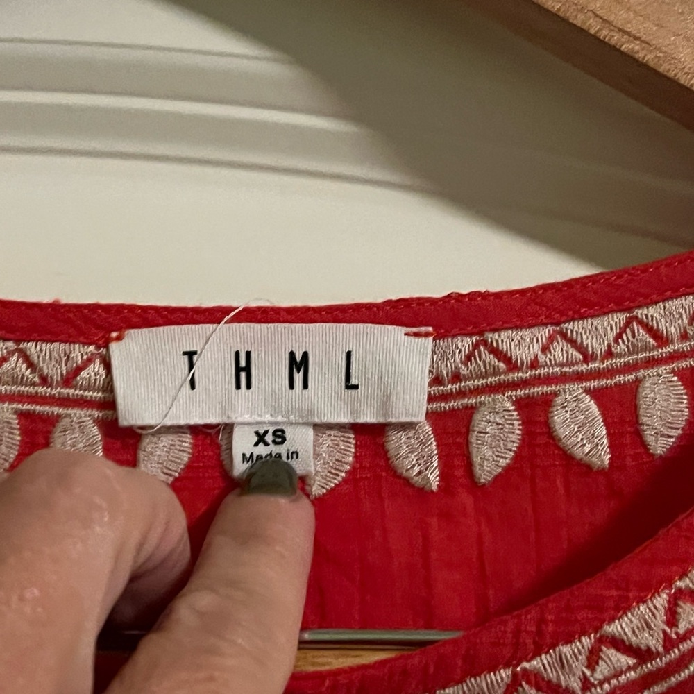THML Red Top with White Embroidery - Picture 3 of 5